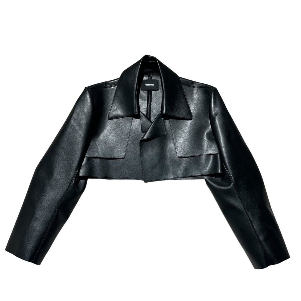 We11done Faux leather cropped biker bolero